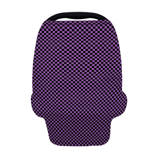Purple And Black Checkered Pattern Print Baby Seat Cover