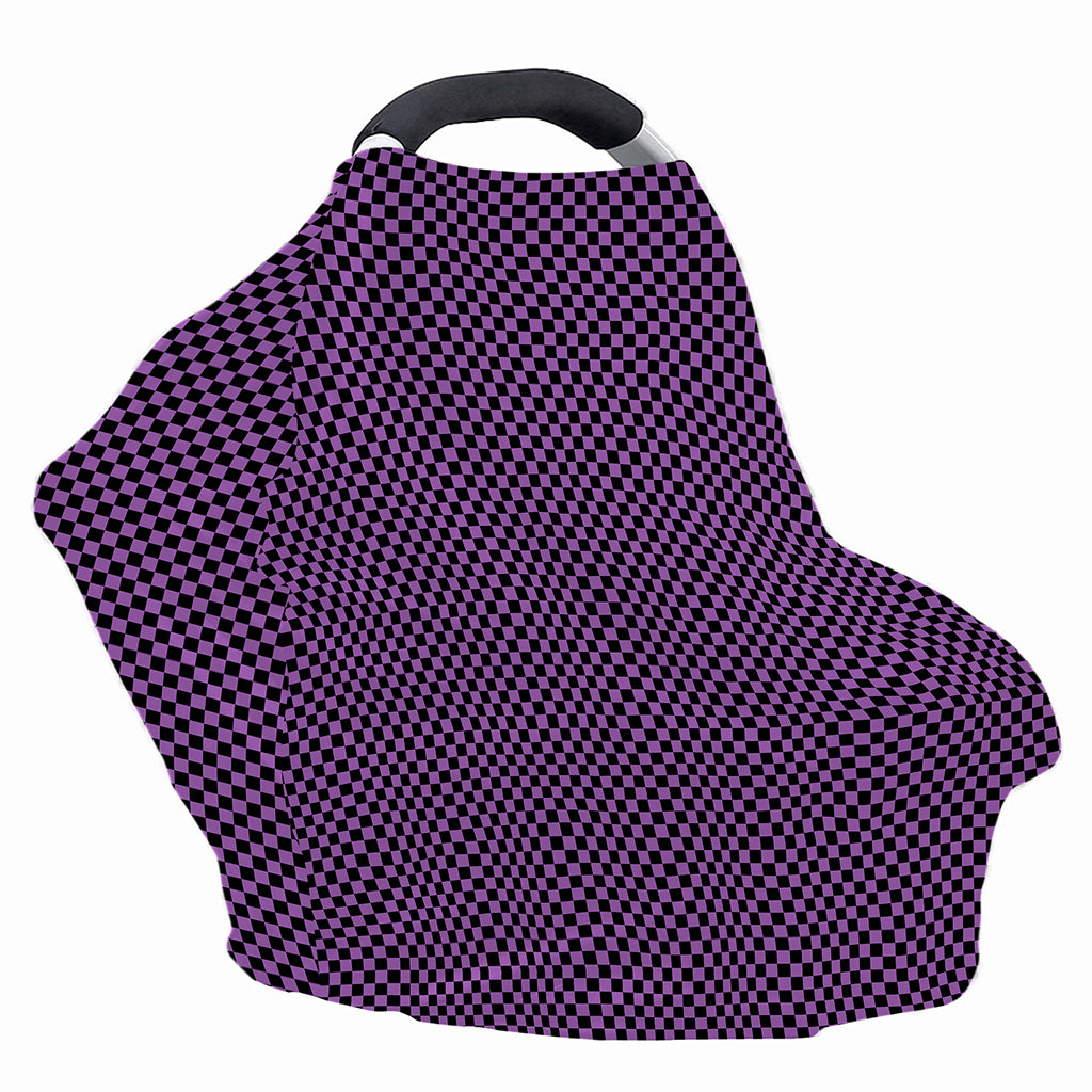 Purple And Black Checkered Pattern Print Baby Seat Cover