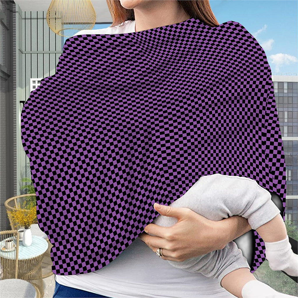 Purple And Black Checkered Pattern Print Baby Seat Cover