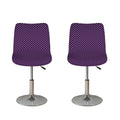 Purple And Black Checkered Pattern Print Bar Stool Covers