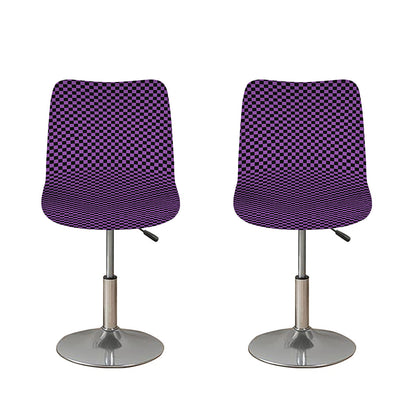 Purple And Black Checkered Pattern Print Bar Stool Covers