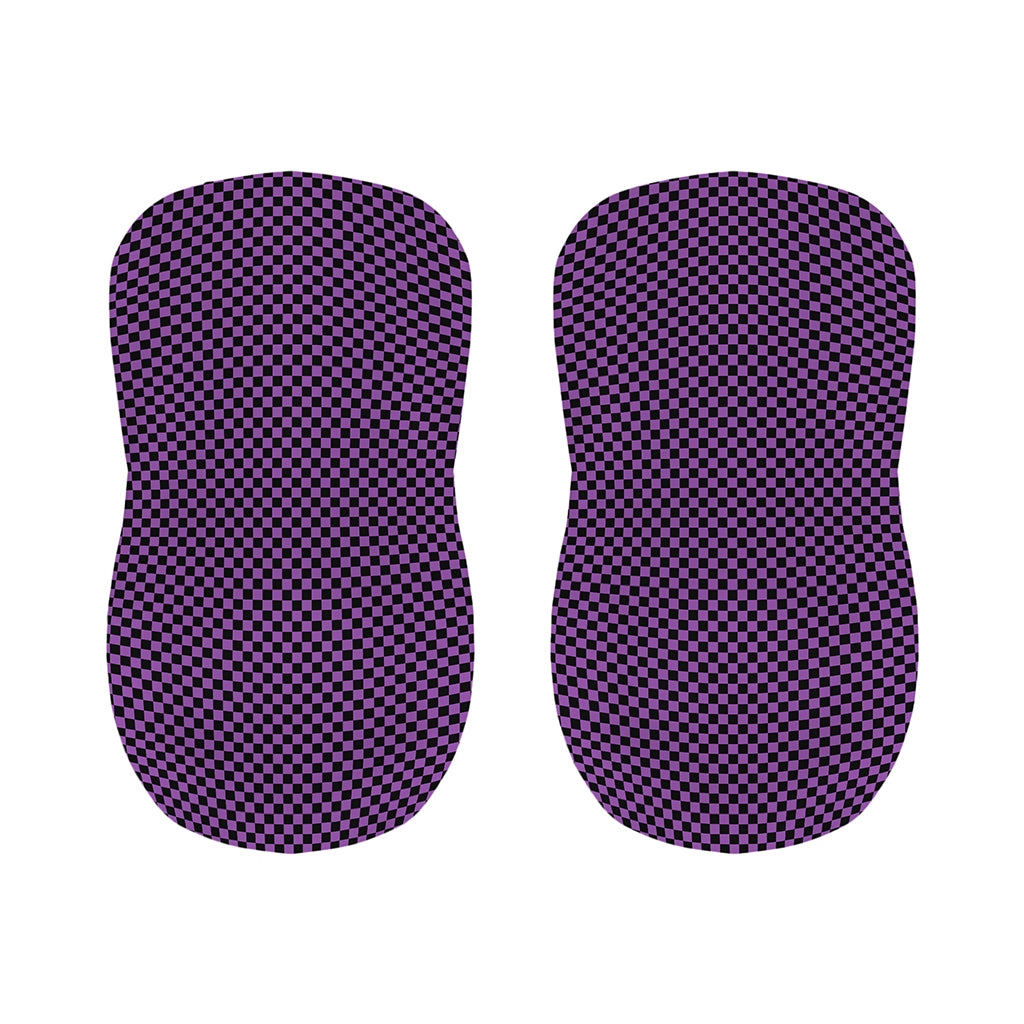 Purple And Black Checkered Pattern Print Bar Stool Covers