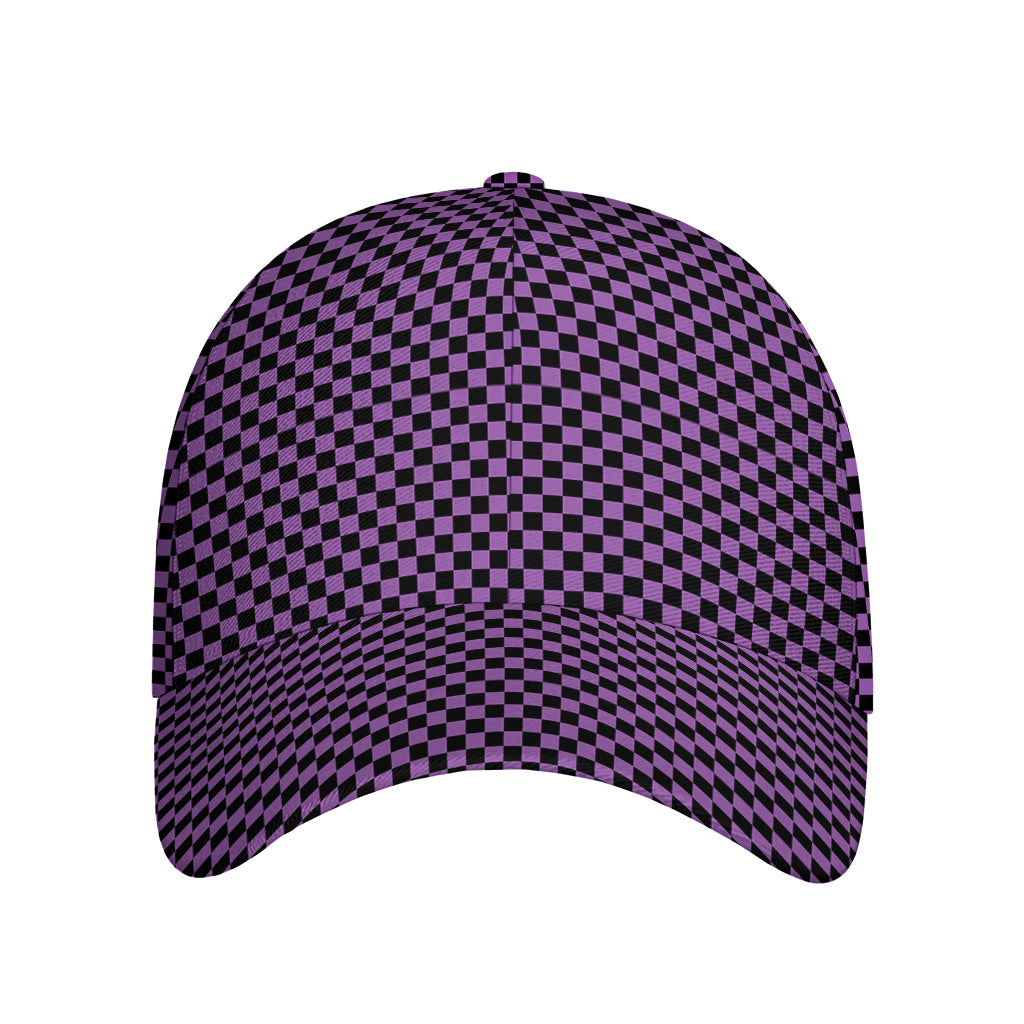 Purple And Black Checkered Pattern Print Baseball Cap