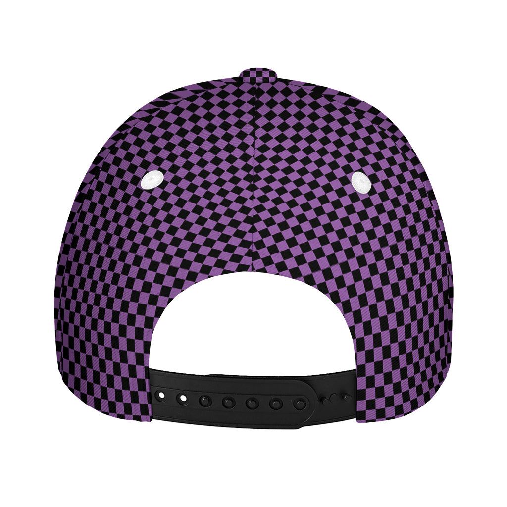 Purple And Black Checkered Pattern Print Baseball Cap
