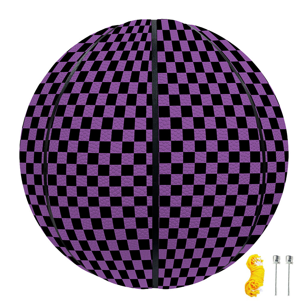 Purple And Black Checkered Pattern Print Basketball