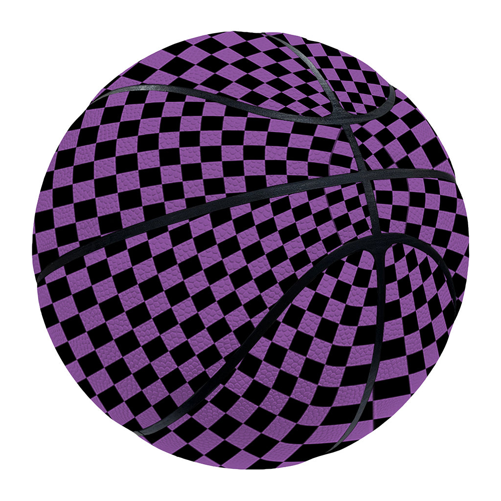 Purple And Black Checkered Pattern Print Basketball