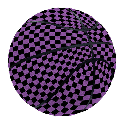 Purple And Black Checkered Pattern Print Basketball