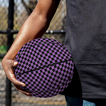 Purple And Black Checkered Pattern Print Basketball