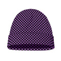 Purple And Black Checkered Pattern Print Beanie