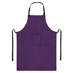 Purple And Black Checkered Pattern Print Bib Apron With Pocket