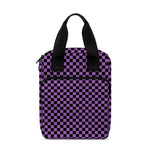 Purple And Black Checkered Pattern Print Bible Tote Bag