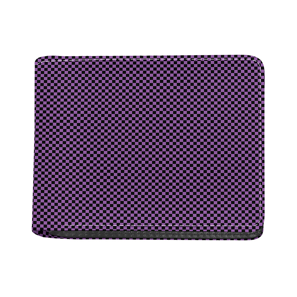 Purple And Black Checkered Pattern Print Bifold Wallet