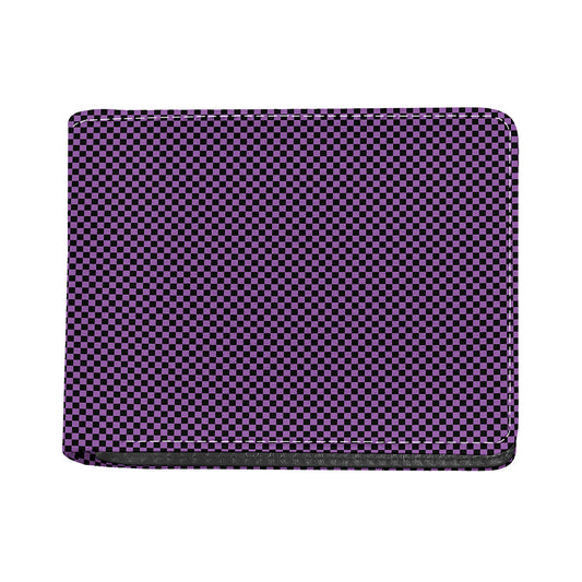 Purple And Black Checkered Pattern Print Bifold Wallet