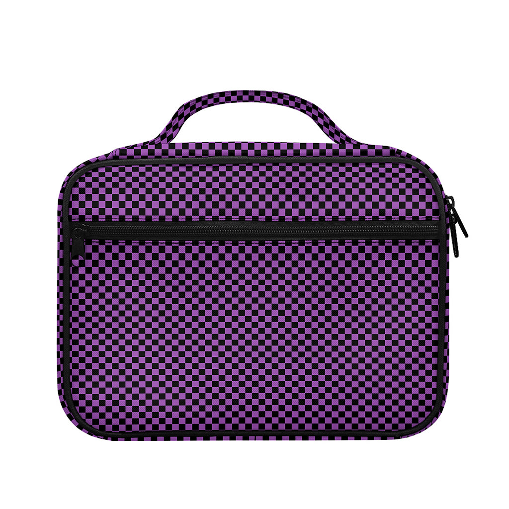 Purple And Black Checkered Pattern Print Briefcase Bible Bag