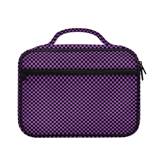Purple And Black Checkered Pattern Print Briefcase Bible Bag