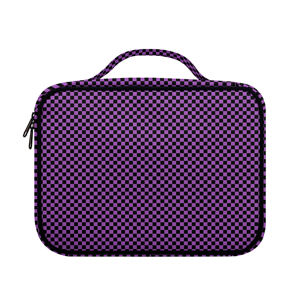 Purple And Black Checkered Pattern Print Briefcase Bible Bag