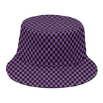 Purple And Black Checkered Pattern Print Bucket Hat