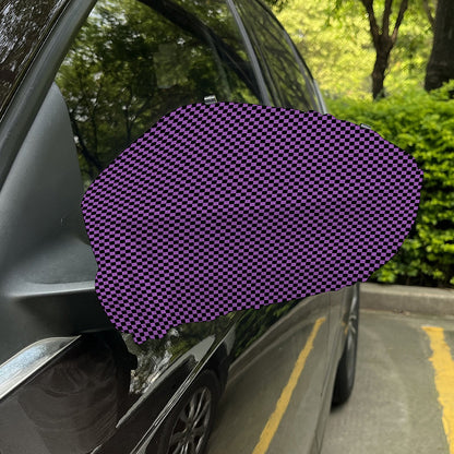 Purple And Black Checkered Pattern Print Car Side Mirror Covers