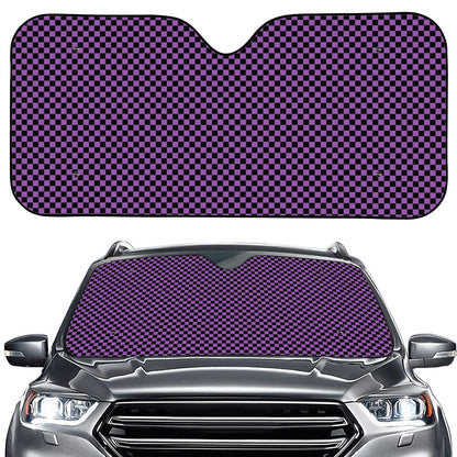Purple And Black Checkered Pattern Print Car Windshield Sun Shade