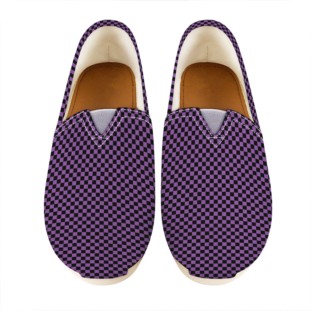 Purple And Black Checkered Pattern Print Casual Shoes