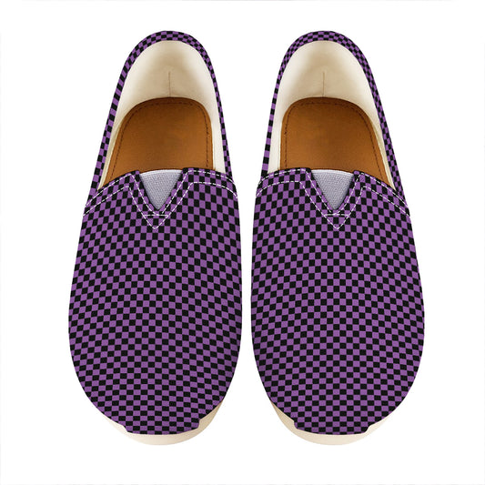 Purple And Black Checkered Pattern Print Casual Shoes