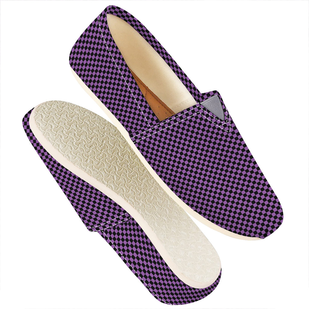 Purple And Black Checkered Pattern Print Casual Shoes