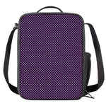 Purple And Black Checkered Pattern Print Crossbody Lunch Bag