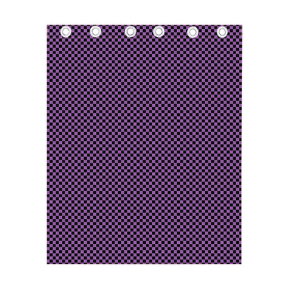 Purple And Black Checkered Pattern Print Curtain