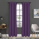 Purple And Black Checkered Pattern Print Curtain