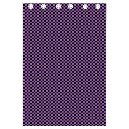 Purple And Black Checkered Pattern Print Curtain