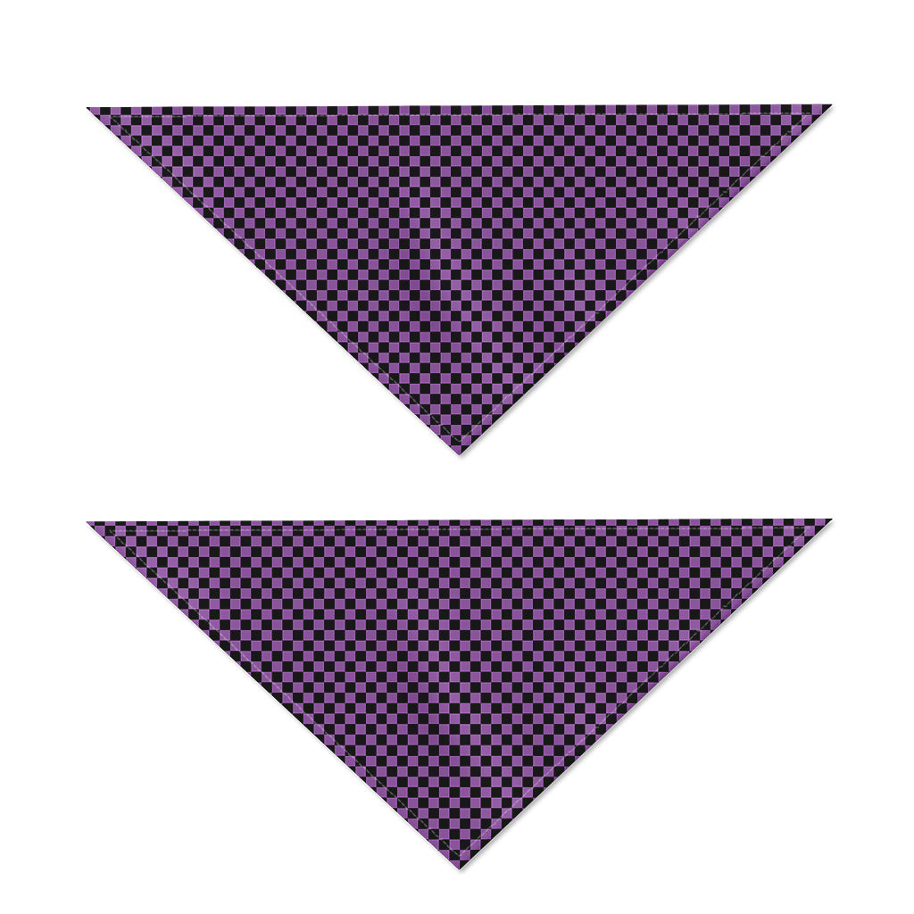 Purple And Black Checkered Pattern Print Dog Bandana