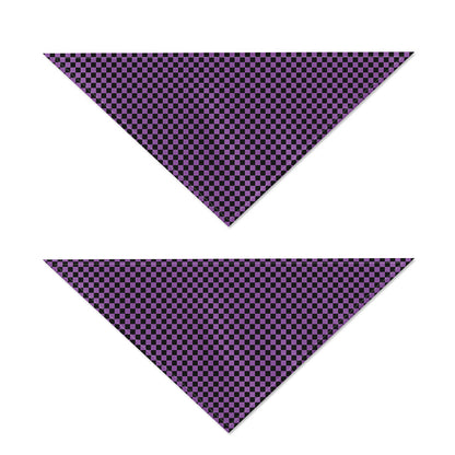 Purple And Black Checkered Pattern Print Dog Bandana