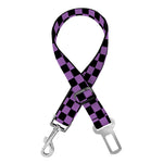 Purple And Black Checkered Pattern Print Dog Seat Belt