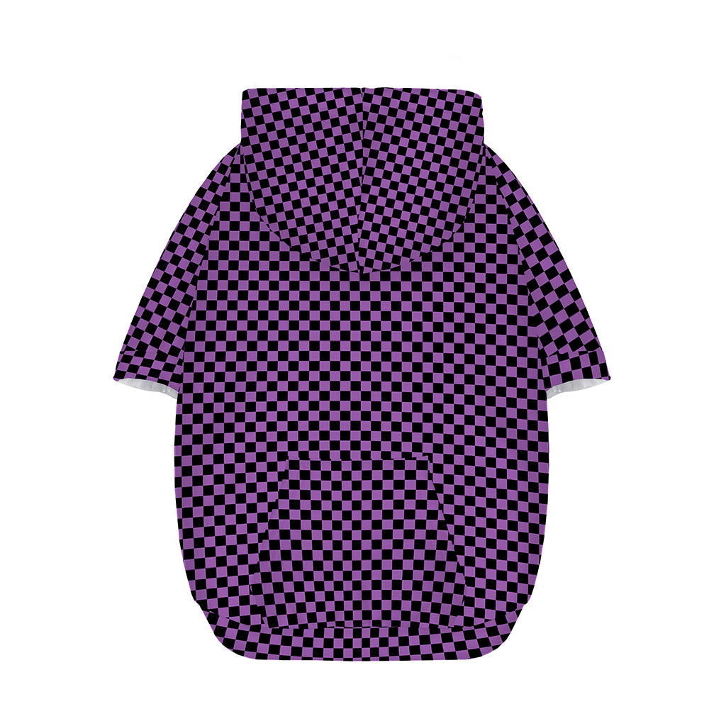 Purple And Black Checkered Pattern Print Dog Zip Up Hoodie
