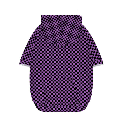 Purple And Black Checkered Pattern Print Dog Zip Up Hoodie