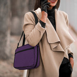 Purple And Black Checkered Pattern Print Double Strap Bible Bag