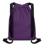 Purple And Black Checkered Pattern Print Drawstring Backpack