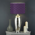 Purple And Black Checkered Pattern Print Drum Lamp Shade