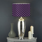 Purple And Black Checkered Pattern Print Drum Lamp Shade