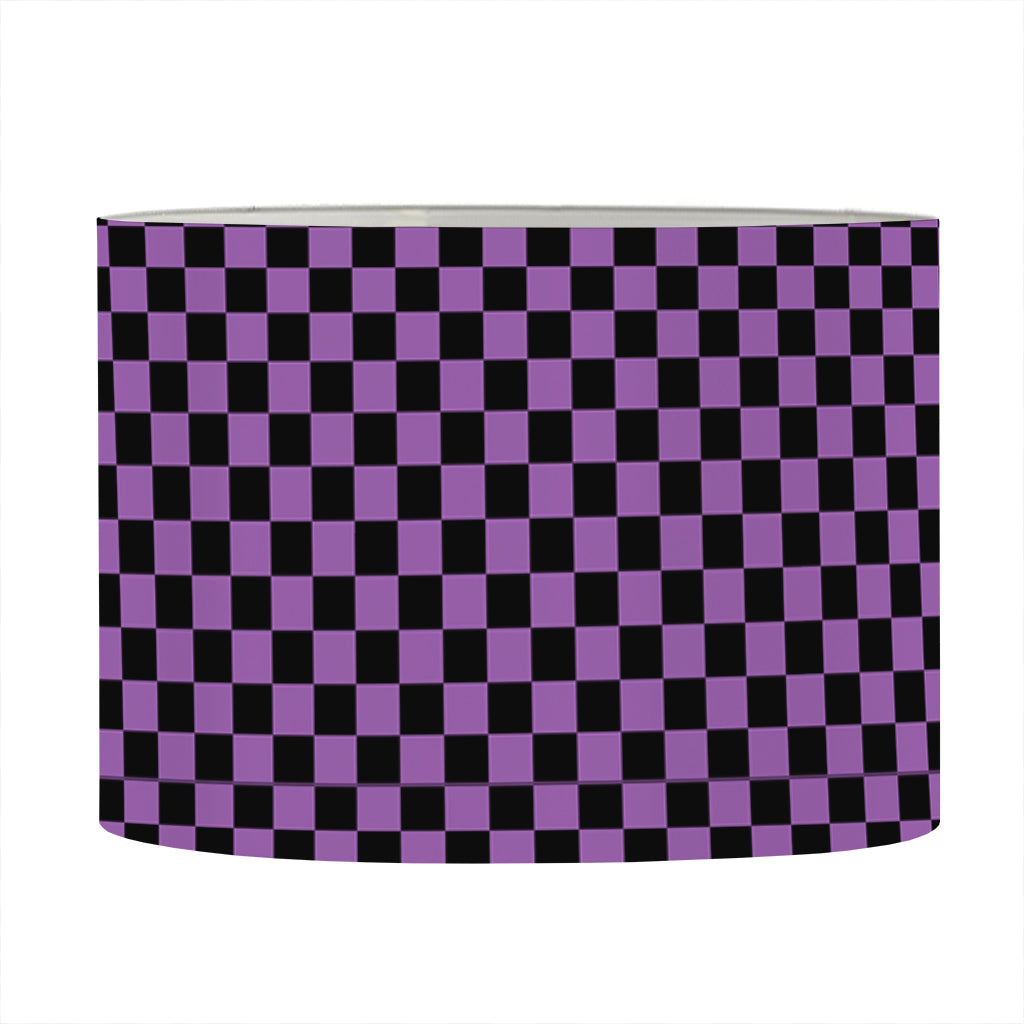 Purple And Black Checkered Pattern Print Drum Lamp Shade