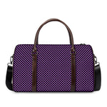 Purple And Black Checkered Pattern Print Duffle Bag
