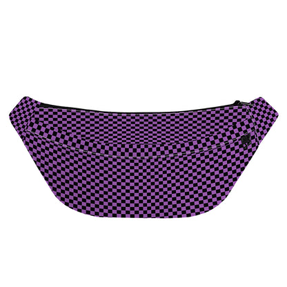 Purple And Black Checkered Pattern Print Fanny Pack