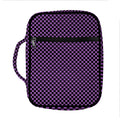 Purple And Black Checkered Pattern Print Front Pocket Bible Bag