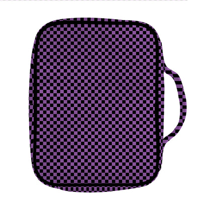 Purple And Black Checkered Pattern Print Front Pocket Bible Bag