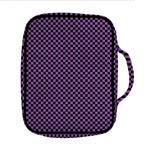 Purple And Black Checkered Pattern Print Front Pocket Bible Bag