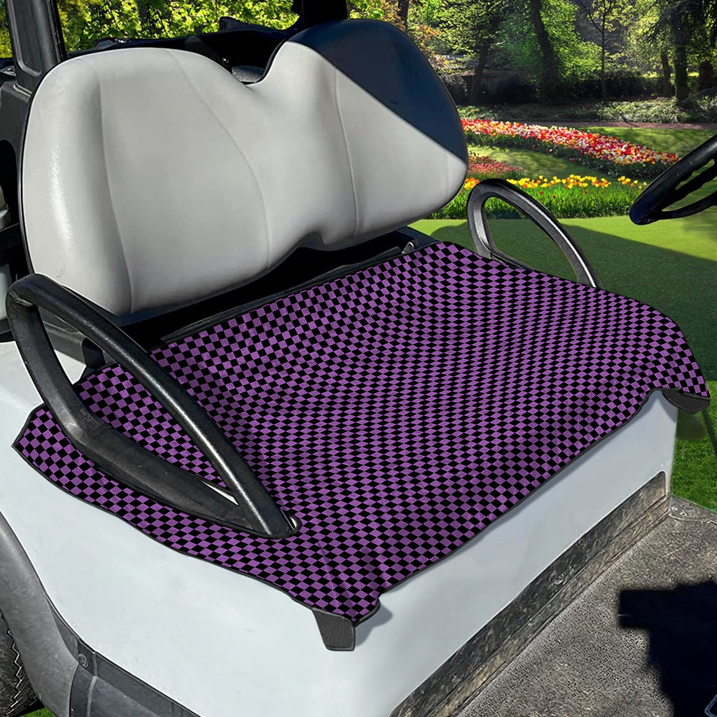 Purple And Black Checkered Pattern Print Golf Cart Seat Cover