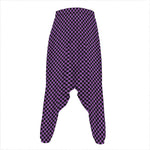 Purple And Black Checkered Pattern Print Hammer Pants