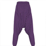 Purple And Black Checkered Pattern Print Hammer Pants