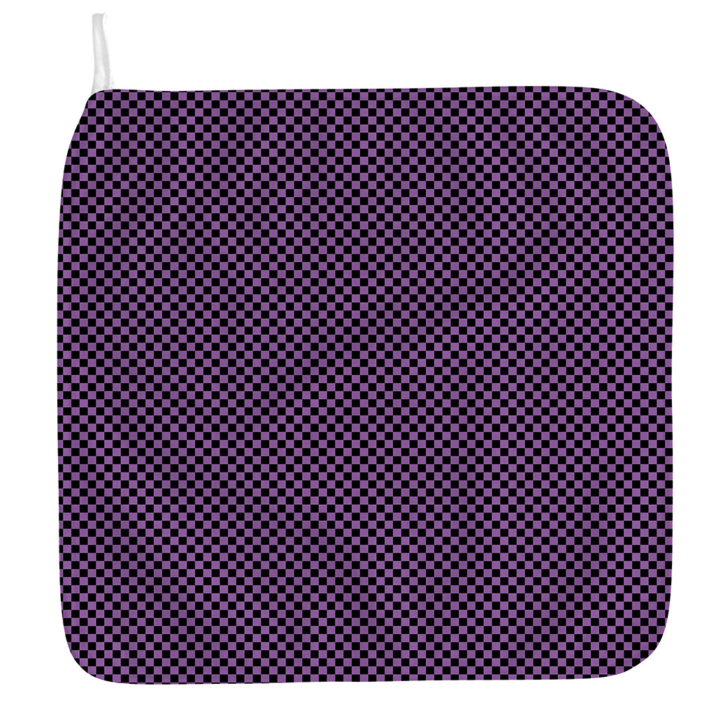 Purple And Black Checkered Pattern Print Hand Towel