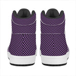 Purple And Black Checkered Pattern Print High Top Leather Sneakers